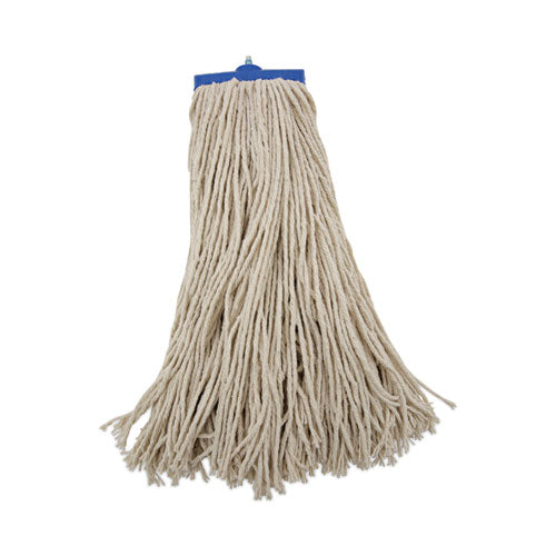 Mop Head, Economical Lie-Flat Head, Cotton Fiber, 20 oz, White, 12/Carton-(BWK720C)