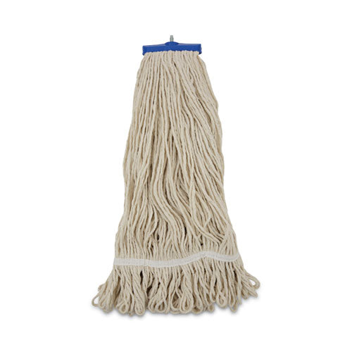 Mop Head, Lie-Flat Head, Cotton Fiber, 24 oz, White, 12/Carton-(BWK824C)