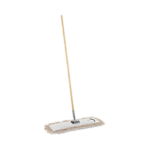 Cotton Dry Mopping Kit, 24 x 5 Natural Cotton Head, 60" Natural Wood Handle-(BWKM245C)