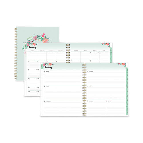 Laurel Weekly/Monthly Planner, Laurel Floral Artwork, 11 x 8.5, Green/Pink/Orange Cover, 12-Month (Jan to Dec): 2023-(BLS142094)