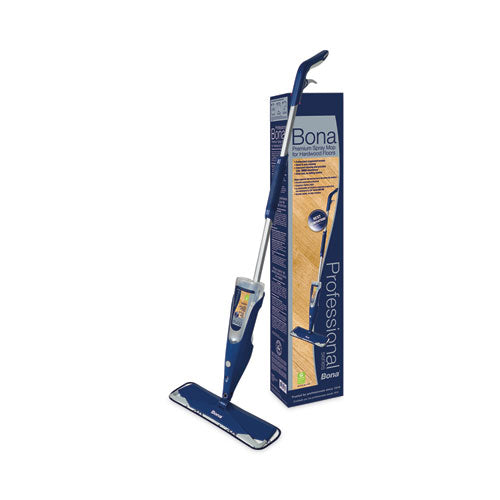 Hardwood Floor Mop, 15" Wide Microfiber Head, 52" Blue Plastic/Steel Handle-(BNAWM710013408)