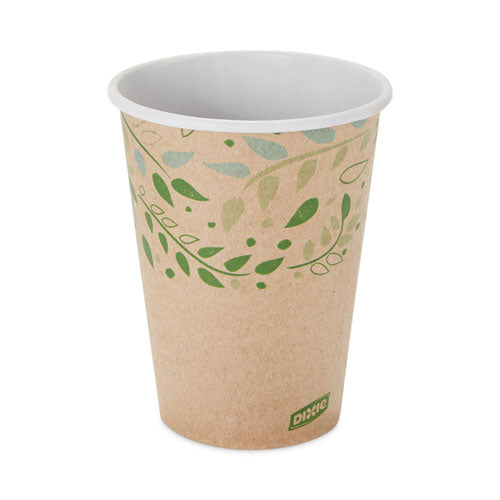 EcoSmart Recycled Fiber Hot/Cold Cups, 12 oz, Kraft/Green, 50/Sleeve, 20 Sleeves/Carton-(DXE2342R)