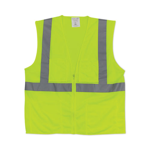 ANSI Class 2 Hook and Loop Safety Vest, 2X-Large, Hi-Viz Lime Yellow-(PID302MVGLY2X)