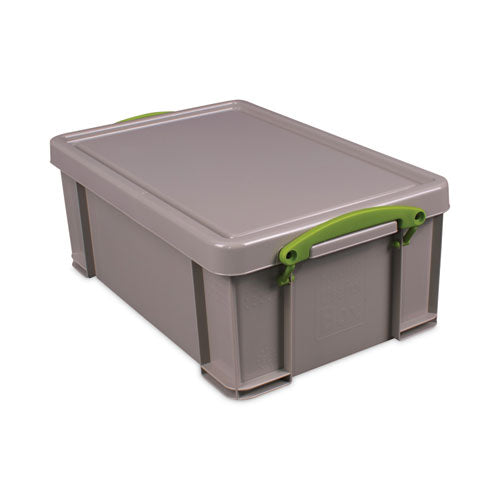 9.51 Qt. Latch Lid Storage Tote, 15.55" x 10.04" x 6.1", Dove Gray/Green-(RUA9RDGPK4)