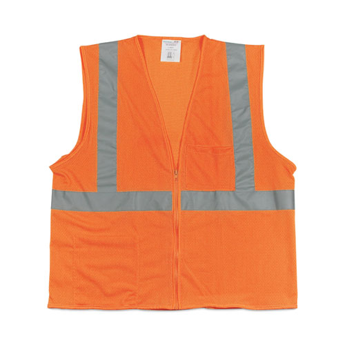 ANSI Class 2 Hook and Loop Safety Vest, 2X-Large, Hi-Viz Orange-(PID302MVGOR2X)