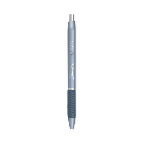 S-Gel Fashion Barrel Gel Pen, Retractable, Medium 0.7 mm, Black Ink, Frost Blue Barrel, 4/Pack-(SAN2126213)