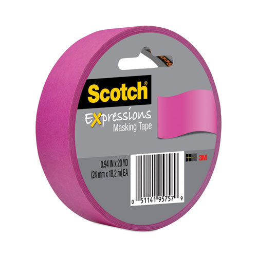 Expressions Masking Tape, 3" Core, 0.94" x 20 yds, Fuchsia-(MMM3437PNK)