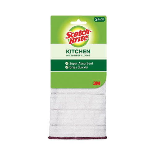 Kitchen Cleaning Cloth, Microfiber, 11.4 x 12.4, White, 2/Pack, 12 Packs/Carton-(MMM90322)