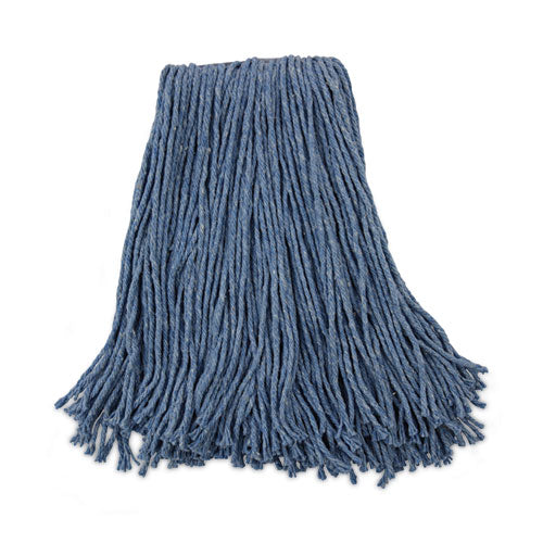 Mop Head, Standard Head, Cotton/Synthetic Fiber, Cut-End, #20, Blue, 12/Carton-(BWK2020B)