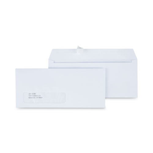 Peel Seal Strip Business Envelope, Address Window, #10, Square Flap, Self-Adhesive Closure, 4.13 x 9.5, White, 500/Box-(UNV36005)