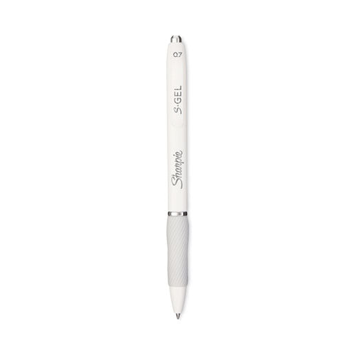 S-Gel Fashion Barrel Gel Pen, Retractable, Medium 0.7 mm, Black Ink, Pearl White Barrel, 4/Pack-(SAN2126207)