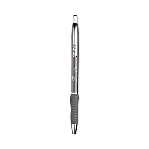 S-Gel Premium Metal Barrel Gel Pen, Retractable, Medium 0.7 mm, Black Ink, Black Barrel, 2/Pack-(SAN2134918)