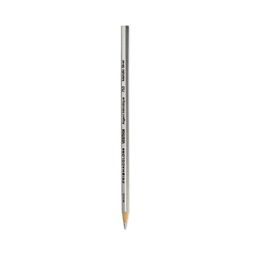 Verithin Smear-Proof Colored Pencils, 2 mm, Metallic Silver Lead, Metallic Silver Barrel, Dozen-(SAN02460)