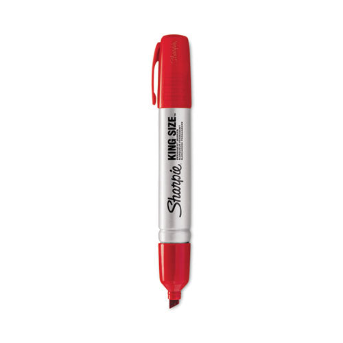 King Size Permanent Marker, Broad Chisel Tip, Red, Dozen-(SAN15002)