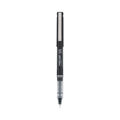 Precise V5 Roller Ball Pen, Stick, Extra-Fine 0.5 mm, Black Ink, Black Barrel, Dozen-(PIL35334)