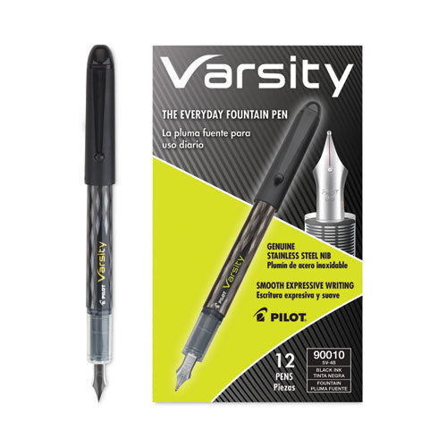 Varsity Fountain Pen, Medium 1 mm, Black Ink, Gray Pattern Wrap-(PIL90010)