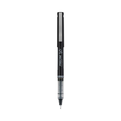 Precise V7 Roller Ball Pen, Stick, Fine 0.7 mm, Black Ink, Black Barrel, Dozen-(PIL35346)