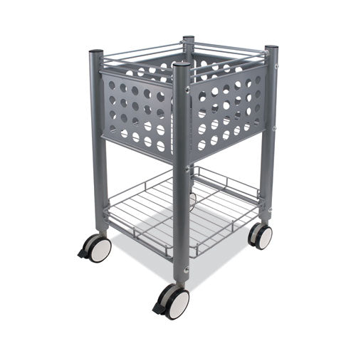 Sidekick File Cart, Metal, 1 Shelf, 1 Bin, 13.75" x 15.5" x 26.25", Matte Gray-(VRTVF52002)