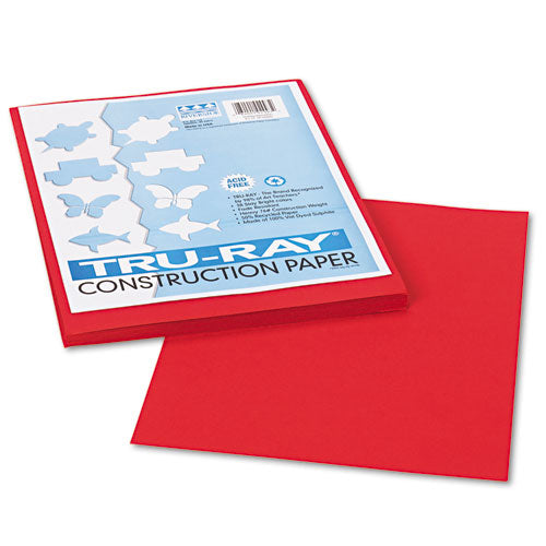 Tru-Ray Construction Paper, 76 lb Text Weight, 9 x 12, Holiday Red, 50/Pack-(PAC102993)