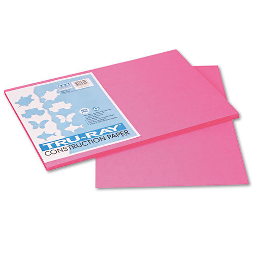 Tru-Ray Construction Paper, 76 lb Text Weight, 12 x 18, Shocking Pink, 50/Pack-(PAC103045)