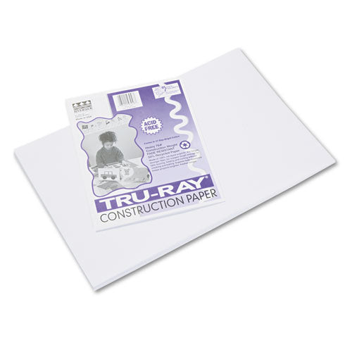 Tru-Ray Construction Paper, 76 lb Text Weight, 12 x 18, White, 50/Pack-(PAC103058)