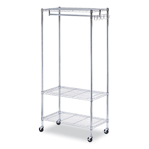 Wire Shelving Garment Rack, 30 Garments, 36w x 18d x 75h, Silver-(ALEGR363618SR)