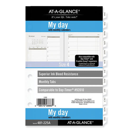 My Day Daily/Monthly Planner Refill with Diary Notes, Desk Size 4, 8.5 x 5.5, Brown/White Sheets, 12-Month (Jan to Dec): 2023-(AAG481225A23)