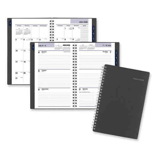 DayMinder Academic Weekly/Monthly Pocket Planner, Open Scheduling, 8 x 5, Charcoal Cover, 12-Month (July to June): 2022-2023-(AAGAYC2004523)