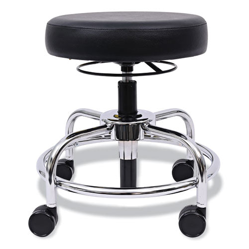 Alera HL Series Height-Adjustable Utility Stool, Backless, Supports Up to 300 lb, 24" Seat Height, Black Seat, Chrome Base-(ALECS614)