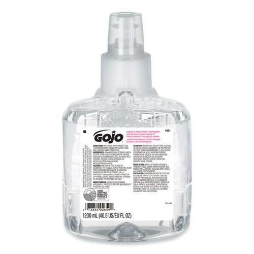 Clear and Mild Foam Handwash Refill, For GOJO LTX-12 Dispenser, Fragrance-Free, 1,200 mL Refill-(GOJ191102EA)