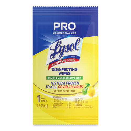 Professional Disinfecting Wipe Single Count Packet, 1-Ply, 6 x 7, Lemon and Lime Blossom, White, 300 Packets/Carton-(RAC99860CT)