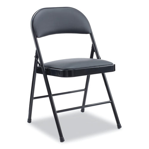 Alera PU Padded Folding Chair, Supports Up to 250 lb, Black Seat, Black Back, Black Base, 4/Carton-(ALECA9416)