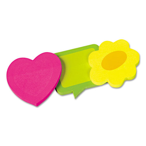 Two-Tone Sticky Note Combo, Thought Bubbles-Flowers-Hearts, Approx. 2.63 sq in, Assorted Colors, 50 Sheets/Pad, 3 Pads/Pack-(RTG41200)