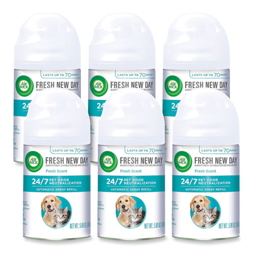 Pet Odor Neutralization Automatic Spray Refill, Fresh Scent, 5.89 oz Aerosol Spray, 6/Carton-(RAC02719CT)