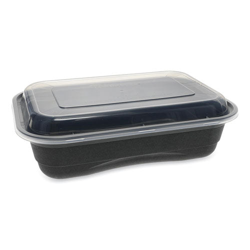 EarthChoice Versa2Go Microwaveable Container, 36 oz, 8.4 x 5.6 x 2, Black/Clear, Plastic, 150/Carton-(PCTNV2GRT3688B)