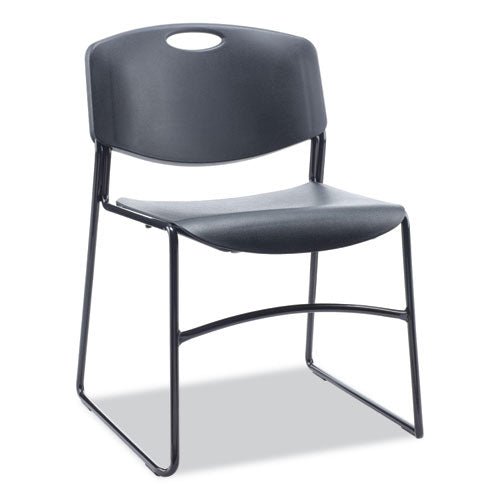 Alera Resin Stacking Chair, Supports Up to 275 lb, 18.50" Seat Height, Black Seat, Black Back, Black Base, 4/Carton-(ALECA671)