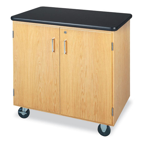 Mobile Microscope Storage Cabinet, 48w x 24d x 40.5h, Black/Oak-(DVW4701K)