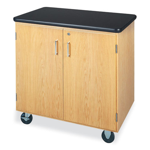 Mobile Storage Cabinet, 36w x 24d x 36h, Black/Oak-(DVW4402K)