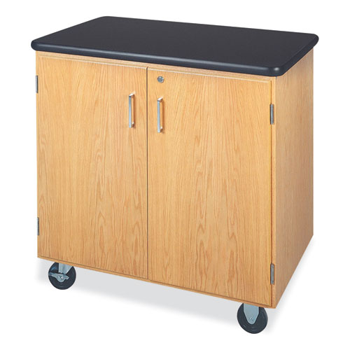 Mobile Storage Cabinet, 36w x 24d x 36h, Black/Oak-(DVW4401K)