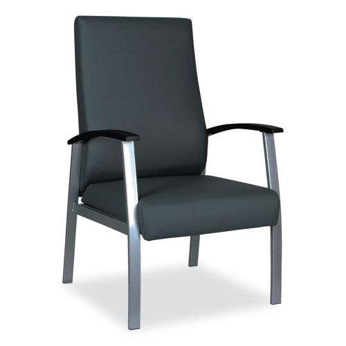 Alera metaLounge Series High-Back Guest Chair, 24.6" x 26.96" x 42.91", Black Seat, Black Back, Silver Base-(ALEML2419)