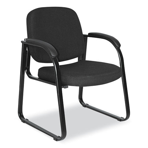 Alera Genaro Series Fabric Half-Back Sled Base Guest Chair, 25" x 24.80" x 33.66", Black Seat, Black Back, Black Base-(ALERL43C11)