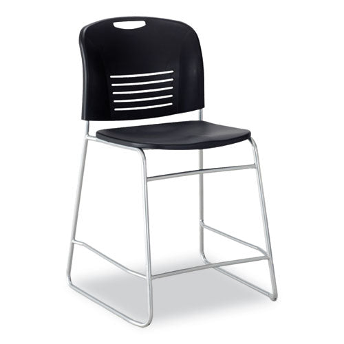 Vy Counter Height Chair, Supports Up to 350 lb, 25" Seat Height, Black Seat, Black Back, Silver Base-(SAF4296BL)