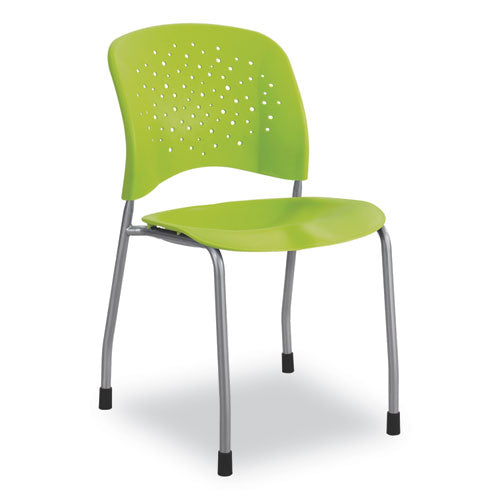 Reve GuestBistro Chair with Straight Legs, Supports Up to 250 lb, 18" Seat Height, Green Seat/Back, Silver Base, 2/Carton-(SAF6805GN)