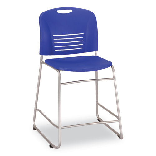 Vy Counter Height Chair, Supports Up to 350 lb, 25" Seat Height, Blue Seat, Blue Back, Silver Base-(SAF4296BU)