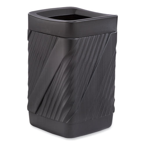 Twist Waste Receptacle with Open Top, 32 gal, Steel, Black-(SAF9372BL)