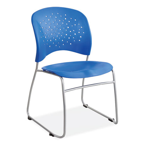 Reve GuestBistro Chair with Sled Base, Supports Up to 250 lb, 18" Seat Height, Blue Seat/Back, Silver Base, 2/Carton-(SAF6804BU)