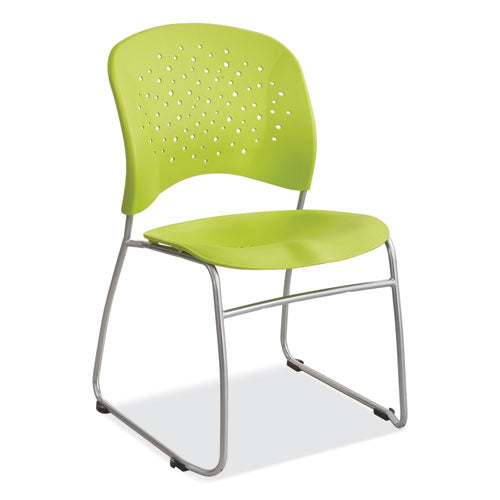 Reve GuestBistro Chair with Sled Base, Supports Up to 250 lb, 18" Seat Height, Green Seat/Back, Silver Base, 2/Carton-(SAF6804GN)