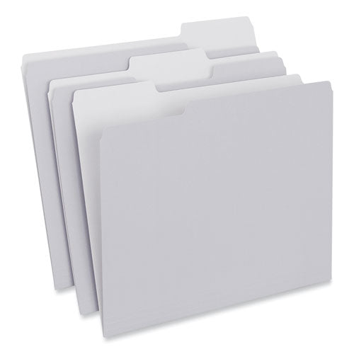 Top Tab File Folders, 1/3-Cut Tabs: Assorted, Letter Size, 0.75" Expansion, Gray, 100/Box-(UNV18101)