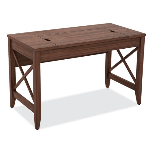 Sit-to-Stand Table Desk, 47.25" x 23.63" x 29.5" to 43.75", Modern Walnut-(ALELD4824WA)