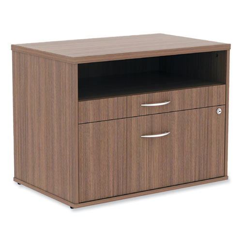 Alera Open Office Desk Series Low File Cabinet Credenza, 2-Drawer: Pencil/File, Legal/Letter, 1 Shelf,Walnut,29.5x19.13x22.88-(ALELS583020WA)